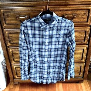 Banana Republic blue plaid button down shirt